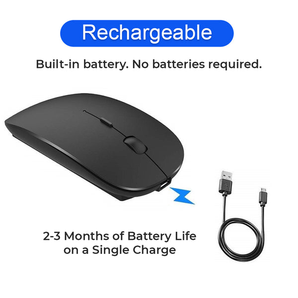 Wireless Mouse - Bluetooth 5.0 + Wireless 2.4G - Rechargeable